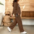 thumbnail image 4 of Szluipve 2 Piece Sets for Women Full Zip‑Up Hoodie 2 Piece Tracksuit Set Drawstring Zip Hooded Jacket & Elastic Waist Wide Leg Pants Casual Loungewear Outfit with Side Pockets Brown L, 4 of 6