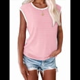 thumbnail image 2 of Tops Elegantes e Informales de Verano para Mujer, Camisas A Rayas, Tops de Corta con Bloques de Color, Corte Holgado, Rosa M, 2 of 9