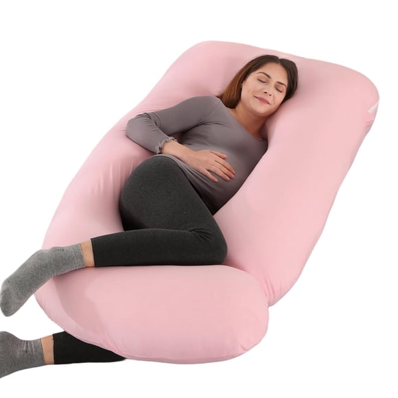 Almohada de maternidad ALLOPERA de 145 cm, cuerpo completo, funda de jersey rosa