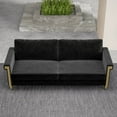 thumbnail image 2 of 76.34inch Mid-Century Modern Velvet Sofa Black Couch with Gold Metal Accents for Living Room or Lounge, 2 of 5