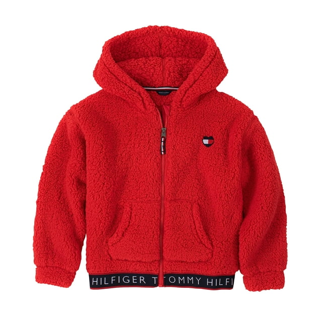 Sudadera con capucha Tommy Hilfiger para niñas, color rojo sherpa, talla 16
