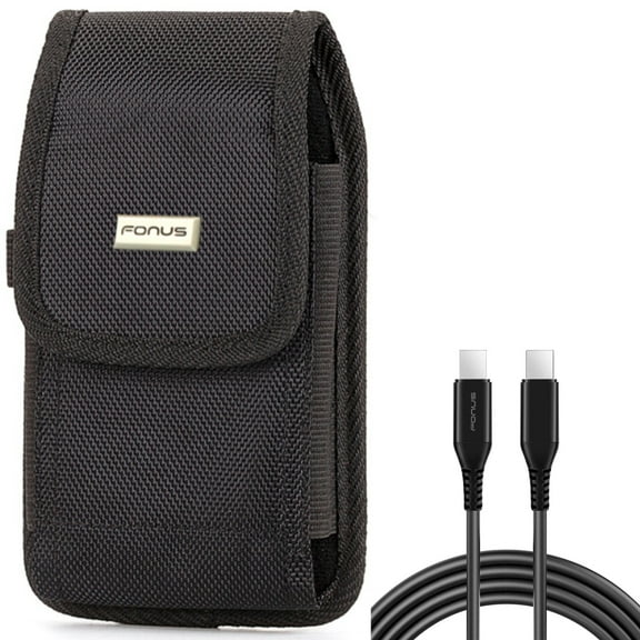 10ft Long USB-C Cable w Case Belt Clip for Samsung Galaxy S20 Fan Edition - PD Fast Charger Cord Power Wire [Type-C to Type-C], Rugged Holster Canvas Cover fits Galaxy S20 FE (Fan Edition)