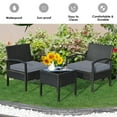 thumbnail image 4 of Gymax 3PCS Patio Rattan Conversation Furniture Set Outdoor Yard w/ Grey Cushions, 4 of 10