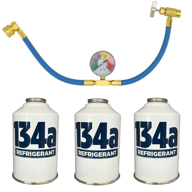3 Canettes 6 Oz 134 Réfrigérant de Remplacement et Trousse de Boyau de Recharge avec Jauge