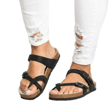 

Happyhome Women Summer Beach Clip Toe Buckle Strap Slide Sandals Shoes Flat Flip-Flops
