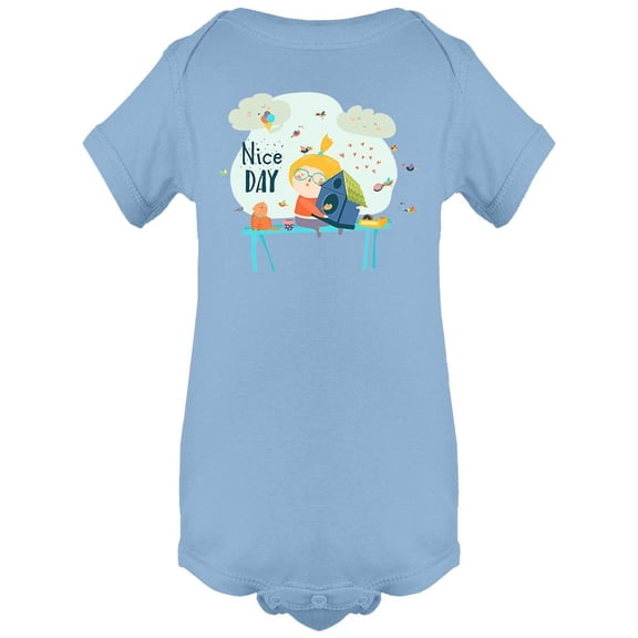 Nice Day Girl With Birds Bodysuit Infant -Image by Shutterstock,  18 Months
