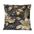 thumbnail image 2 of Designart "Floral Elegance In Golden Beige And Black II" Glam Printed Throw Pillow, 2 of 5