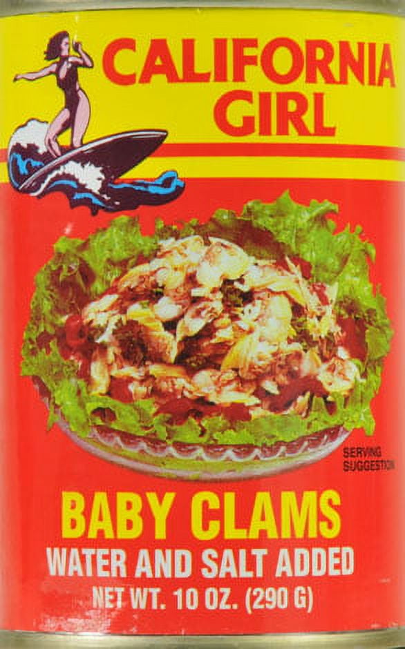 (3 pack) California Girl Salted Whole Baby Clams in Water, 10 oz