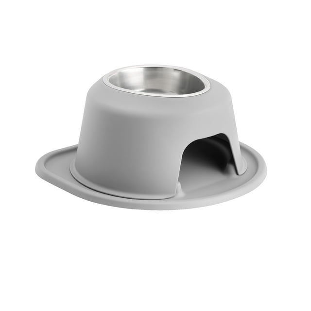 WeatherTech Système d'Alimentation pour Animaux à Hauteur Unique, Support de 6 Pouces de Hauteur - Acier Inoxydable - Gris Pâle