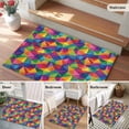 thumbnail image 5 of Entryway Rug 2'x3', Colorful Geometric Small Rug for Kitchen Bathroom Door Mat Indoor Entrance, Modern Multicolor Abstract Motifs Non-Slip Area Rugs Floor Mats Carpet Front Door Rugs, 5 of 8