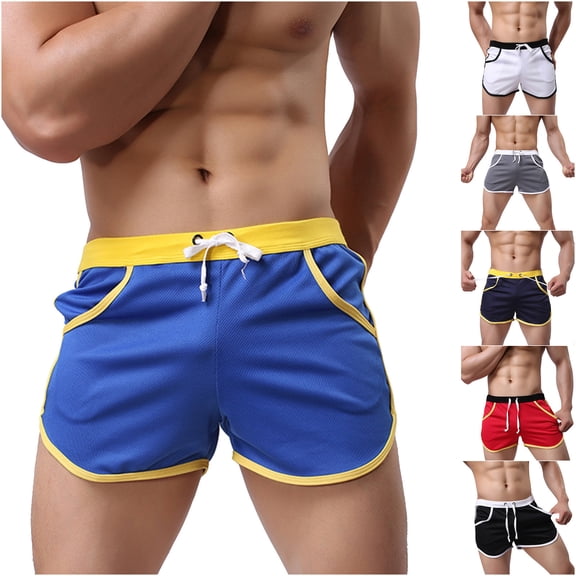 Abtuhar Men Summer Casual Sport Loose Straight Beach Shorts,Red,XL