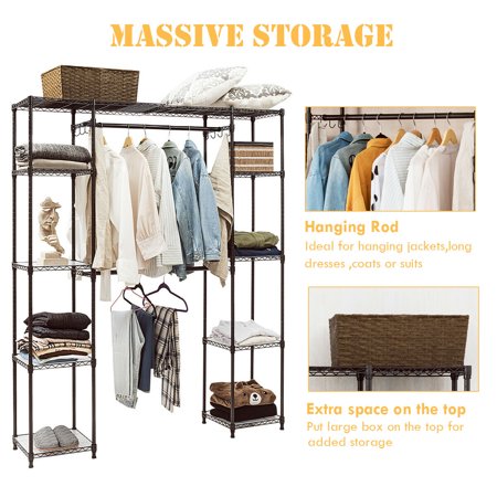 Gymax Expandable Hanging Storage Organizer Clothes Rack Closet