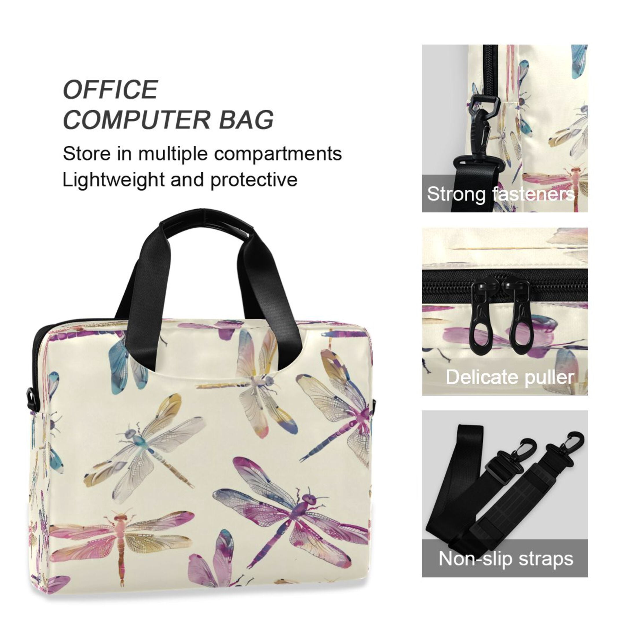 Laptop Bag Laptop Briefcase 15.7 x 3 x 11.8 Inches Laptop Bag Briefcases Laptop Storage Travel Laptop Bag Work Laptop Bag Colorful Dragonfly