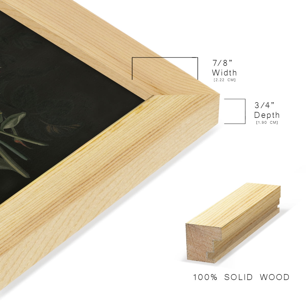 Dramatic Bouquet III -Framed Print w/glass-Natural Wood