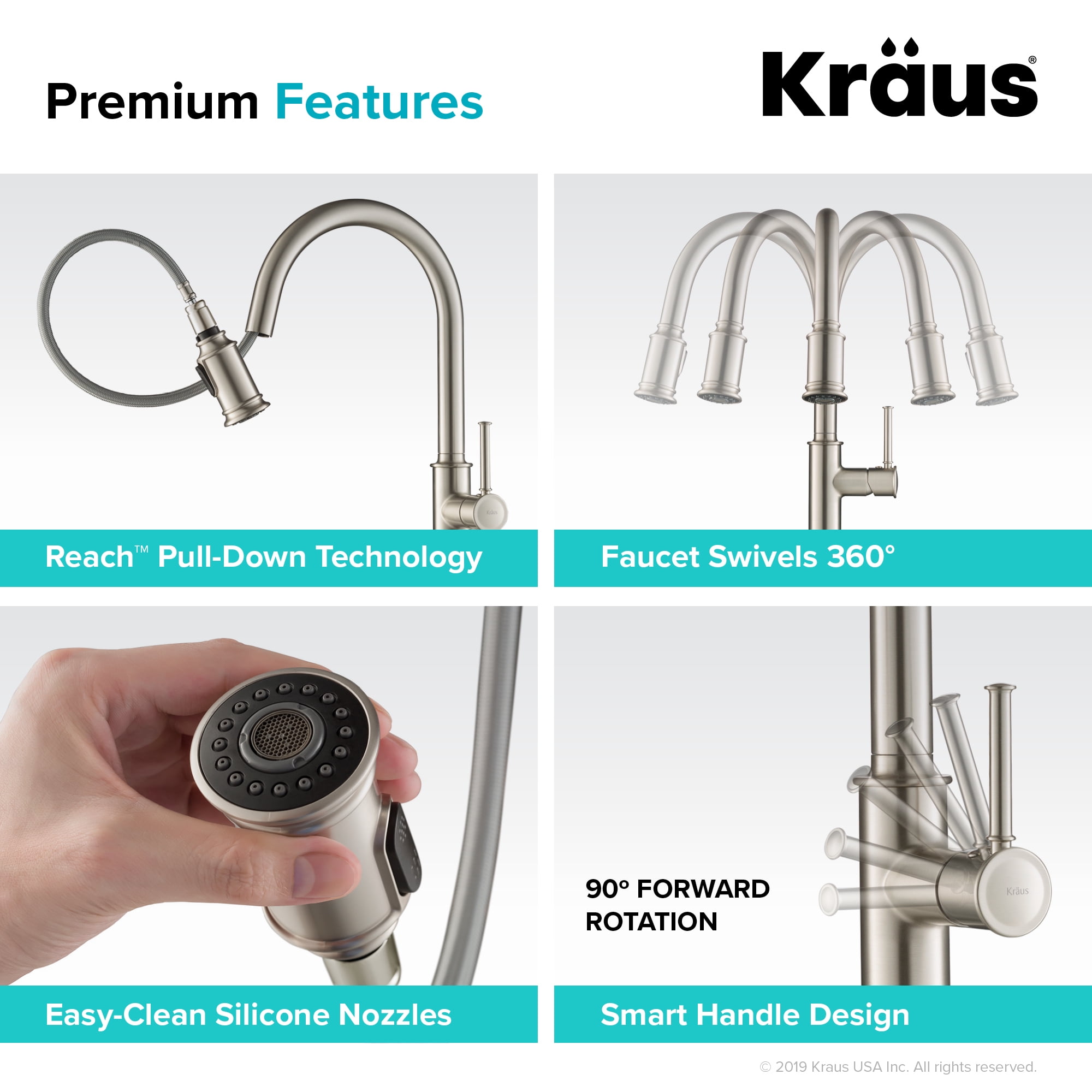KRAUS Sellette™ Single Handle Pull Down Kitchen Faucet with Deck Plate and Soap Dispenser in all-Brite™ Spot Free Stainless Steel Finish
