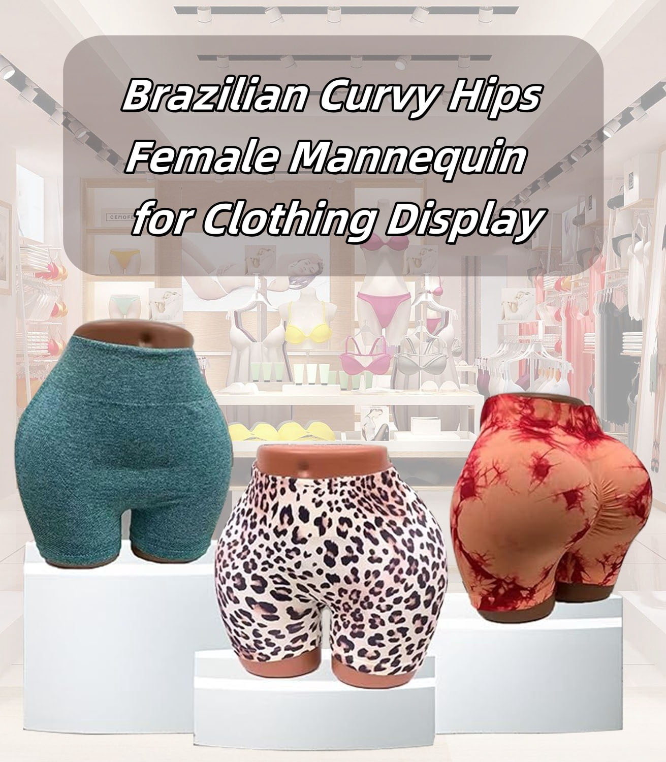 Brazilian Curvy Hip BBL Mannequin, Half Body African American Female with Full Hip, Curvy Hips for Fashion Mannequin Display(HP01T)