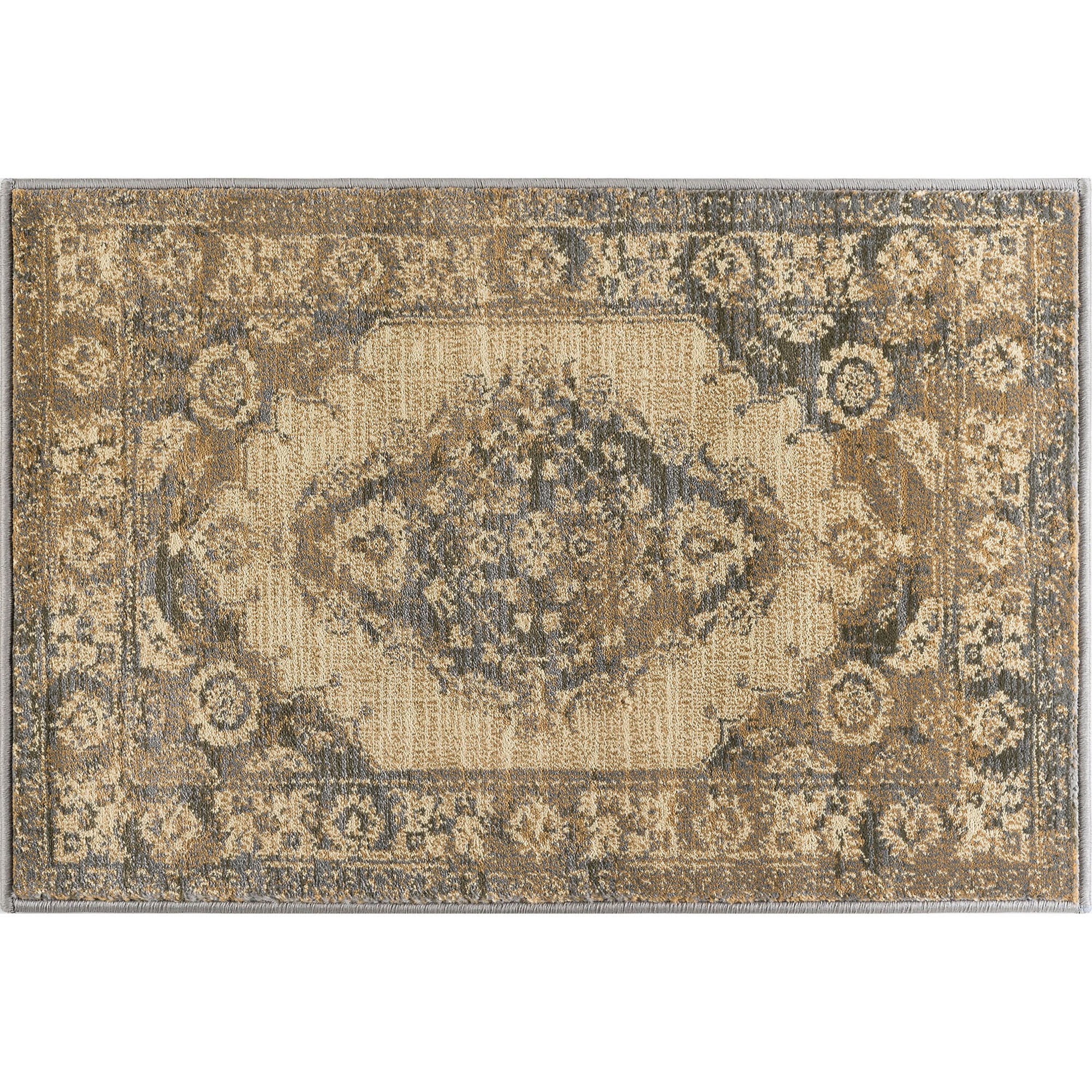 Transitional 2x3 Area Rug (2' x 3') Border Ivory, Beige Indoor Scatter Easy to Clean