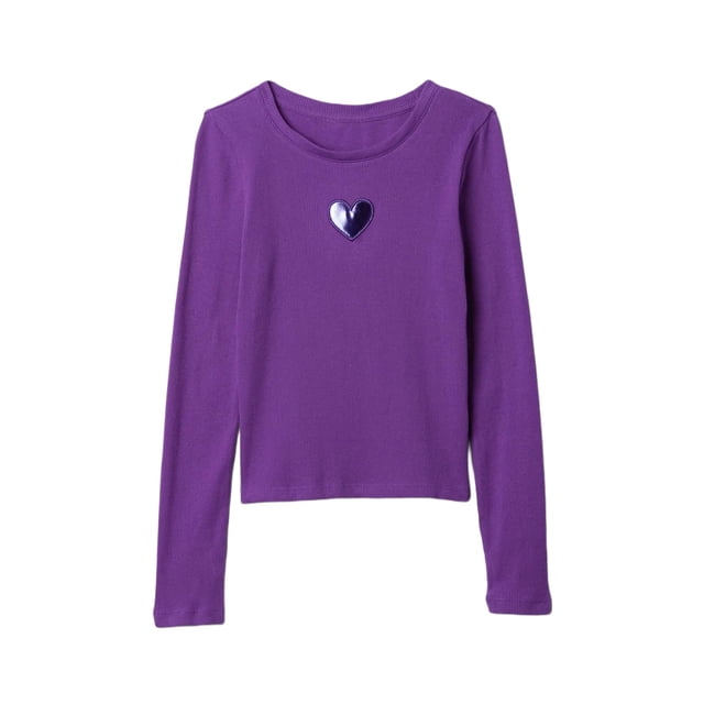 Remera GAP para Niñas de Manga Larga con Cuello Henley Acanalado en Ultra Violeta Talla L