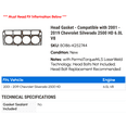 thumbnail image 2 of Head Gasket - Compatible with 2001 - 2019 Chevy Silverado 2500 HD 6.0L V8 2002 2003 2004 2005 2006 2007 2008 2009 2010 2011 2012 2013 2014 2015 2016 2017 2018, 2 of 2