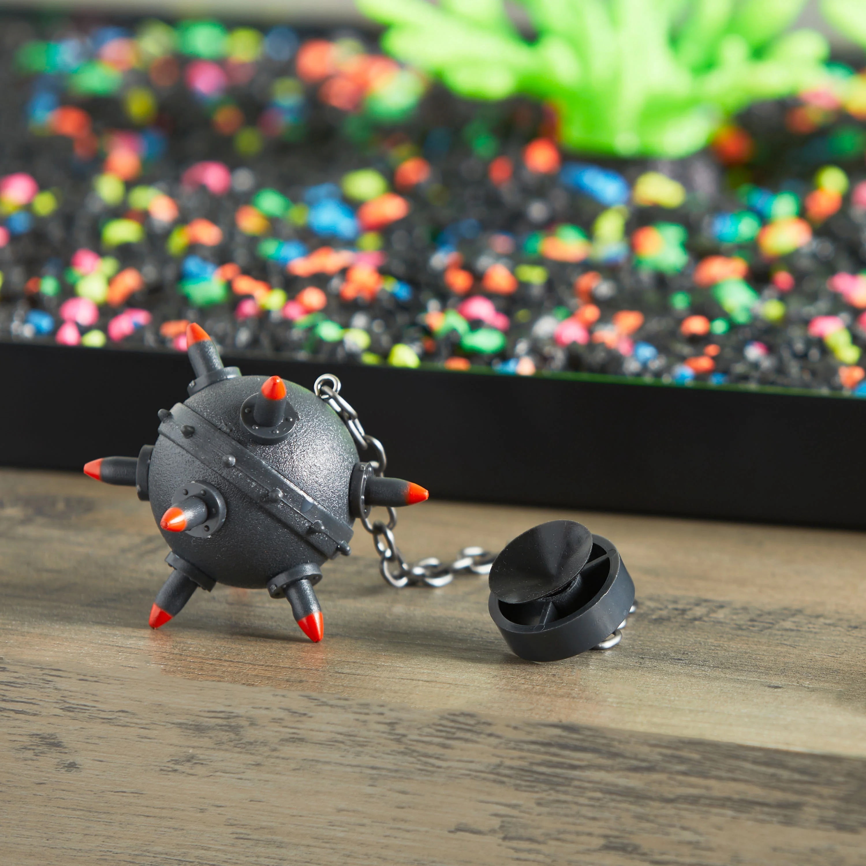 Sporn Aquatics Submarine Mine Aquarium Ornament, Glow-in-the-Dark Aquarium Decor with Suction Cup, Adjustable Fish Tank Decoration, Black