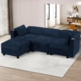 thumbnail image 5 of ACMEASE 86" Chenille 3 Seats Sofa w/Movable Storage Ottoman, Sectional Sofa w/Adjustable Backrests, Comfortable Fabric Couch w/USB&Type-C Ports, Cup Holders for Living Room, Blue, 5 of 8