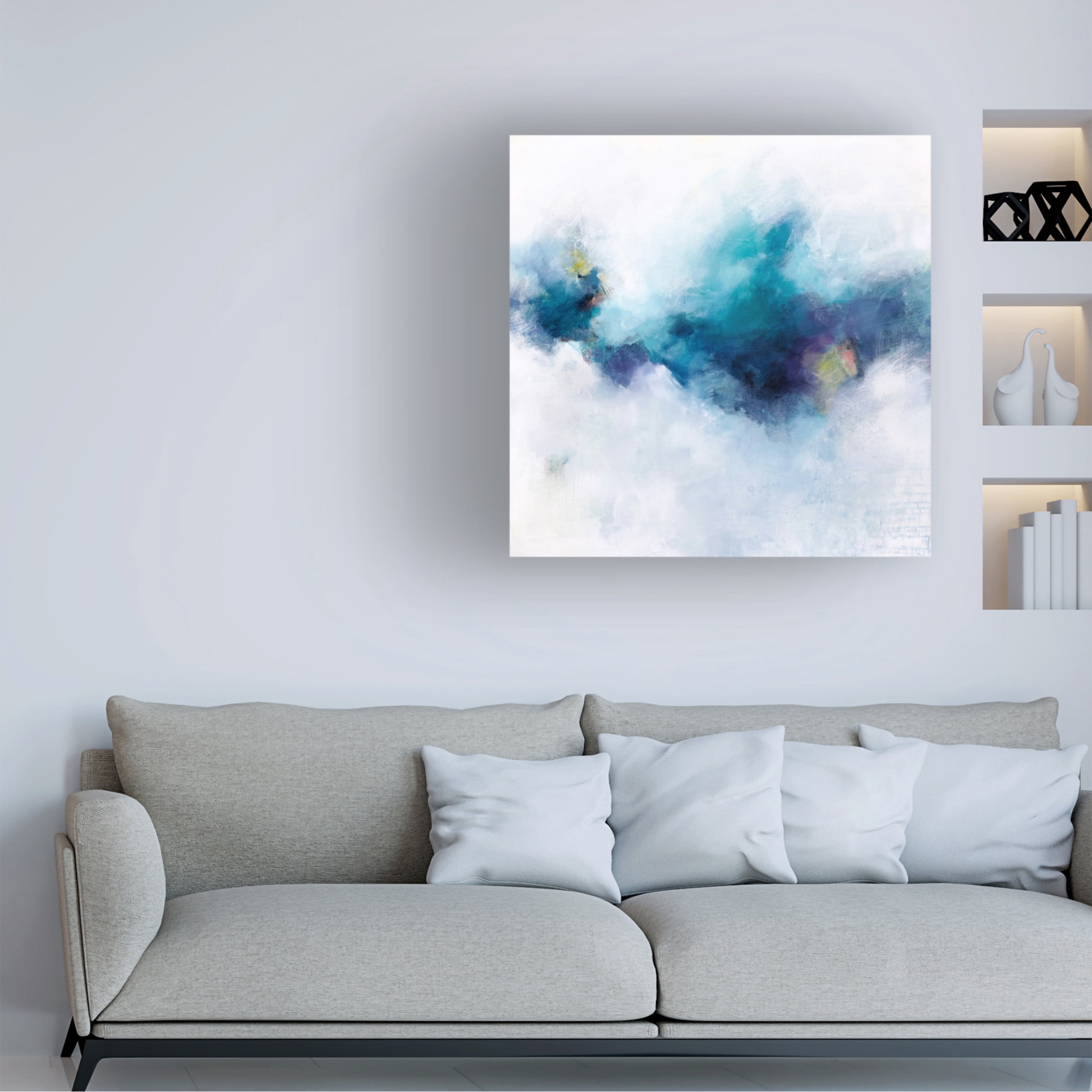 Canvas Wall Art - Karen Hale 'Blue Fusion 4' Wall Art for Living Room, Bedroom, or Office Décor by Trademark Fine Art - 18 x 18 Inches
