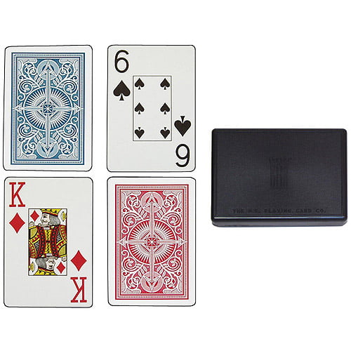 KEM Arrow Poker Size Playing Cards Wide Jumbo Index 2 deck set Black and Gold 
