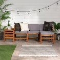 thumbnail image 2 of 5 Pièces en Bois d'Acacia Modulaire Extérieur - 3 Places + Pouf + Table d'Appoint - Marron, 2 of 16