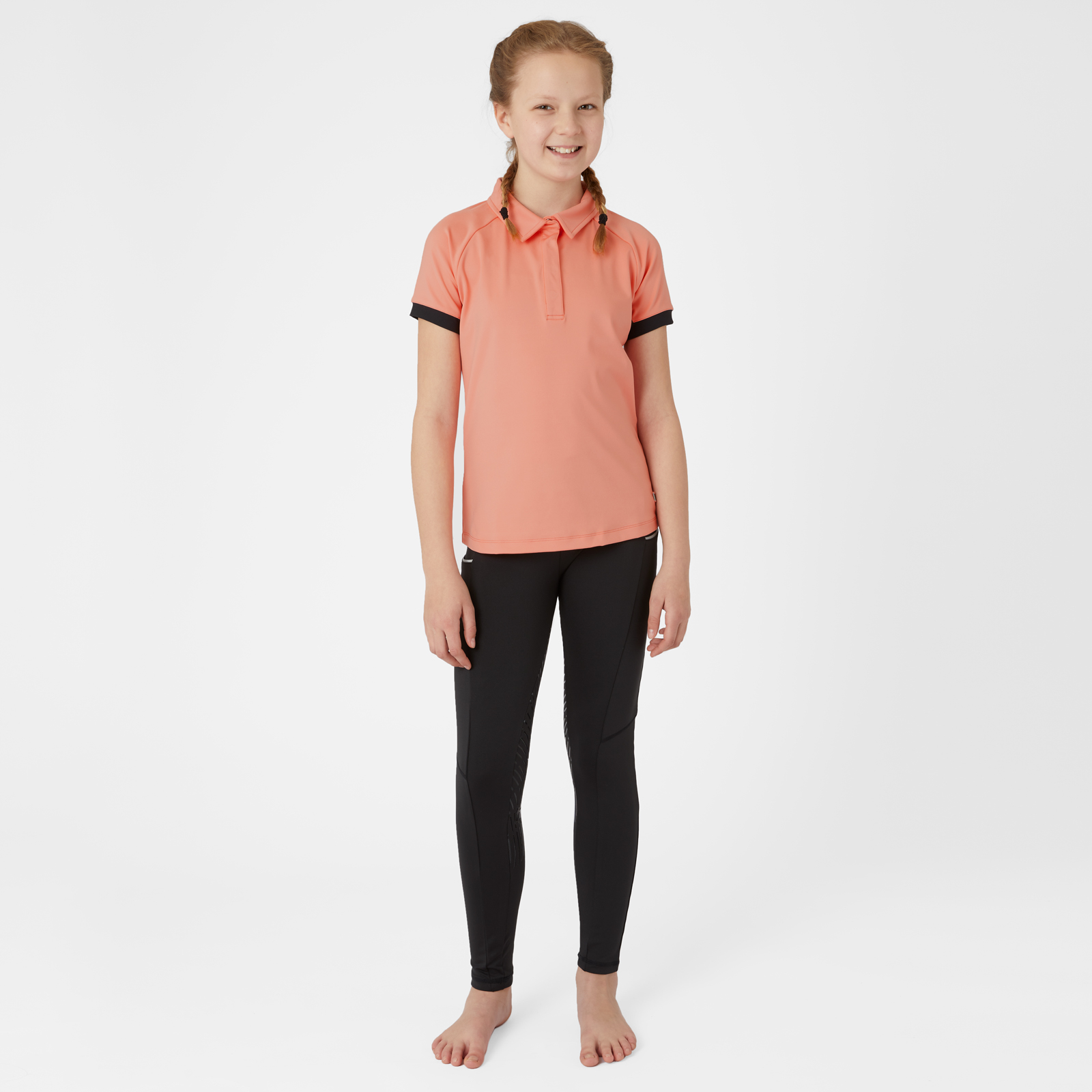 HORZE Laura Kids' Equestrian Moisture Wicking Short Sleeve Training Shirt with Mesh