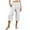 White, variant on Womens Pants Elastic Waist Wide Capris High Waisted Pants Casual Summer Pockets Pant