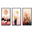 thumbnail image 2 of Designart "Full Moon Golden Illustration" Modern Geometric Framed Wall Art Set Of 3 - Pink Abstract Frame Canvas Set For Living Room Decor, 2 of 7