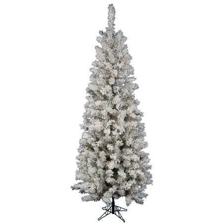 Vickerman 5.5' Flocked Pacific Artificial Christmas Tree with 200 Multi-Colored LED