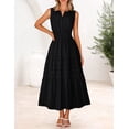 thumbnail image 5 of Merokeety Summer Dress for Women Boho V Neck Cotton Modest Long Dresses with Pockets Black xs, 5 of 7