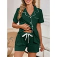 thumbnail image 4 of Musefolio Womens Casual Buttoned Up Pajamas 2 Piece Lounge Set with Chest Pocket and Elastic Waist S-XXL, 4 of 5