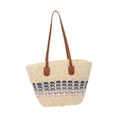 thumbnail image 3 of Bolso de playa ligero para mujer, bolso de mano tejido a la moda para desplazamientos al aire libre. Azul beige, 3 of 9