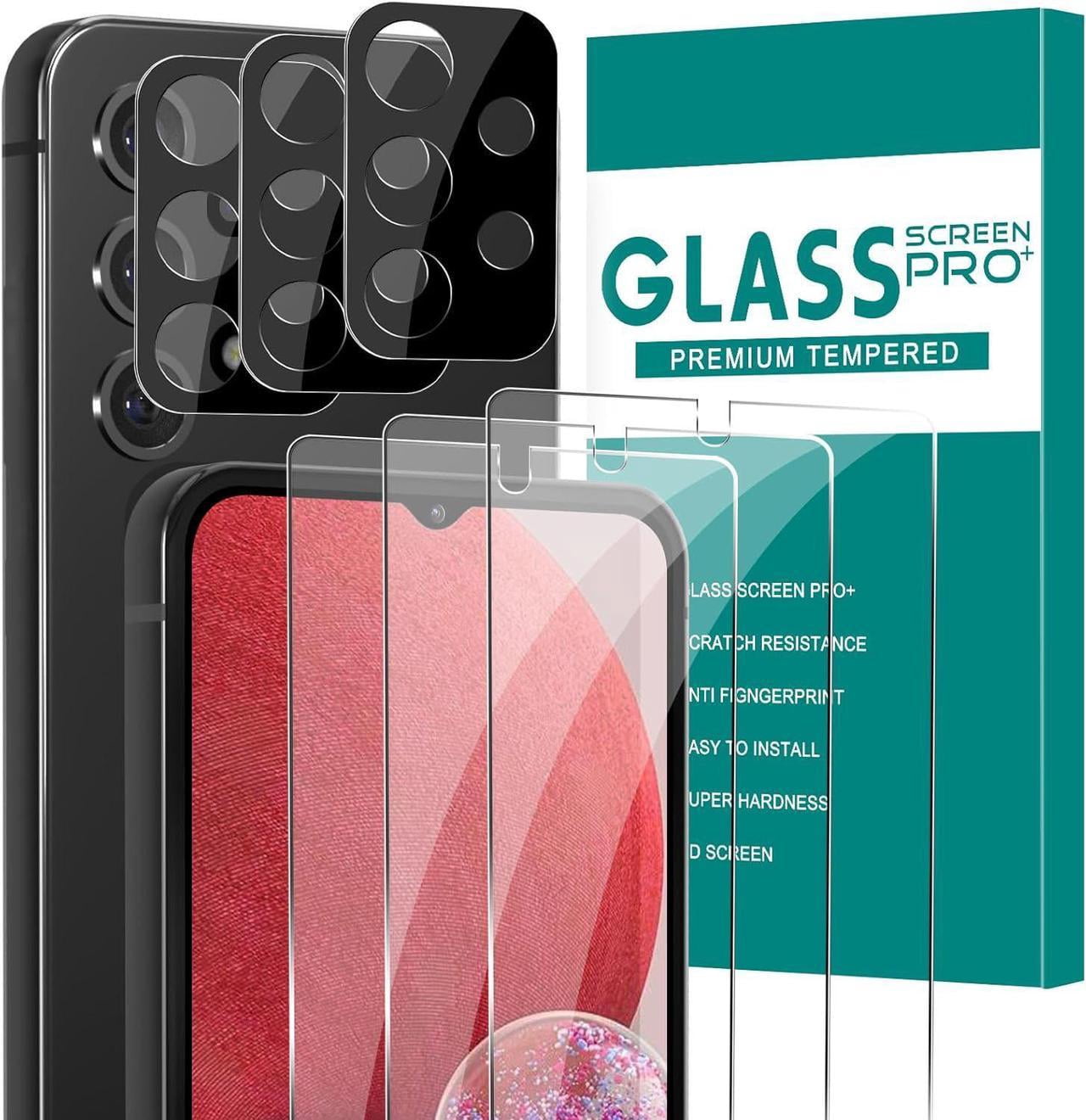 [3+3 Pack] Glass Screen Protector for Samsung Galaxy A13 with Camera Lens Protector, 3D Curved, 6.5 inch 9H Tempered Glass for Galaxy A13 Glass Screen Protector