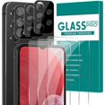 thumbnail image 1 of [3+3 Pack] Glass Screen Protector for Samsung Galaxy A13 with Camera Lens Protector, 3D Curved, 6.5 inch 9H Tempered Glass for Galaxy A13 Glass Screen Protector, 1 of 6
