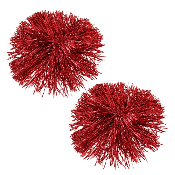 Unique Bargains 1 Pair Cheerleader Pom Poms Finger Ring Cheerleading Practice Poms Red