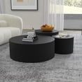 thumbnail image 3 of Kevinplus Nesting Coffee Table Set of 3, Matte Black Round Wooden Coffee Tables, Modern Luxury Side Tables Accent End Table for Living Room Apartment, 3 of 7