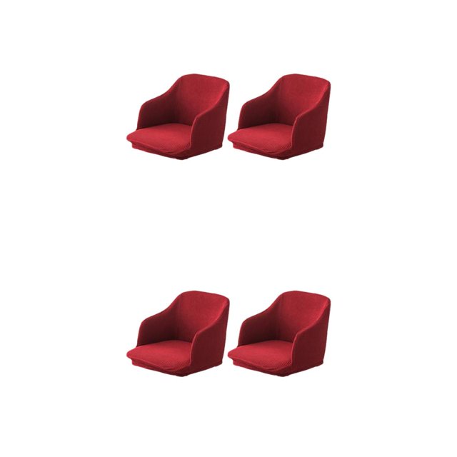 ZheElen 2pack/lot Quick Installation Chair Covers For Instant Room Upgrade High Elastic Polyester Curved Stretchy Chair Cover wine red 2Set
