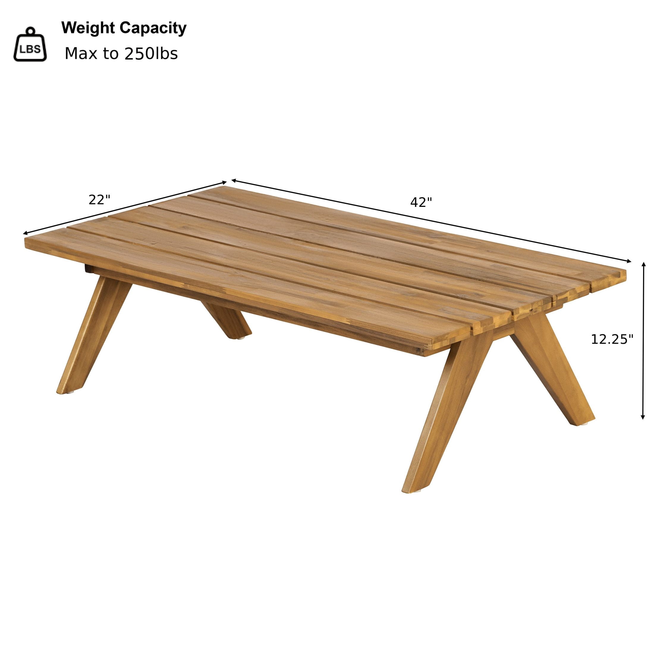 Christopher Knight Home 42" Mid-Century Acacia Wood Coffee Table for Patios & Gardens, Slatted Top, Teak