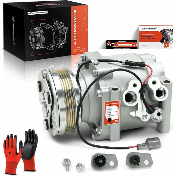 A-Premium Air Conditioner AC Compressor with Clutch Compatible with Honda Civic 1992-1993, Civic del Sol 1993-1993, with 4 Groove Pulley