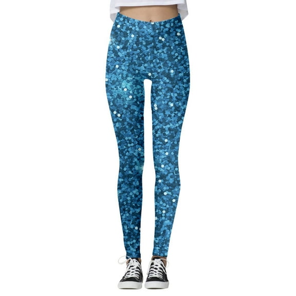QHFBli Cotton Blend Leggings Stylish Women's Casual Sequin Printed Athletic Leggings for Everyday Wear and