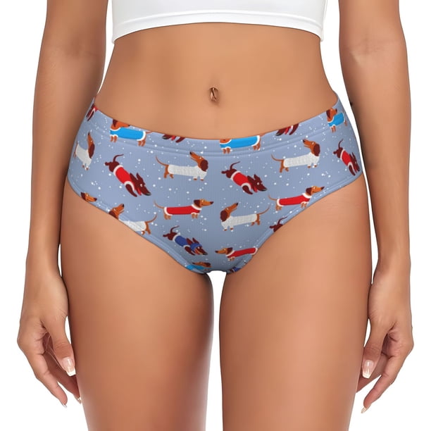 Fotbe winter Dachshund Calzones Estampados para Mujer – Ropa Interior de Algodón, Cómoda, Suave y Elástica-3X-Large