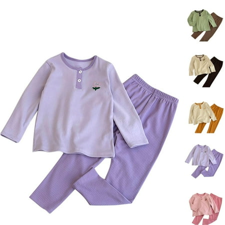 

Qingpeng Clearance Toddler Baby Boys Girls Warm Pajama Set Kids Long Sleeve Crewneck Pullover Tops & Pjs Pants Set Fall Winter Sleepwear Clothes Outfit