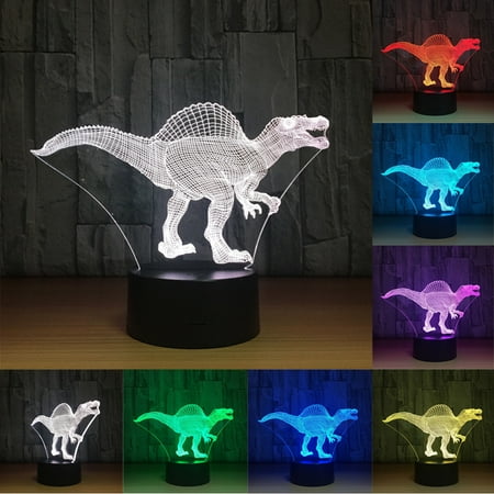 - Dinosaur 3D Night Light Table Desk Lamp 7 Colors 3D Optical Illusion Lights