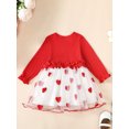 thumbnail image 5 of Musuos Toddler Girl Valentine's Day Dress, 12 18 24M 3 4T Heart Print Round Neck Long Sleeve Button Decor Ruffled A-Line Dress, 5 of 10