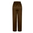 thumbnail image 6 of BLOCLOALO Baggy Pants Flowy Pants Women's Satin Pajama Pants Wide Leg Sweatpants Elastic Waist Summer Casual Sports Trousers with Pockets Loose Pants Palazzo Pants Elastic Waist Pants Coffee L, 6 of 8