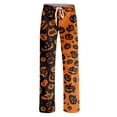 thumbnail image 4 of Halloween Pajama Pants for Women Loose Fit Wide Leg Trouser Pants Casual Elastic Waist Drawstring Palazzo Pants, 4 of 6