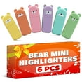 thumbnail image 1 of 6-Pack Mini Bear Fluorescent Highlighters - Assorted Colors, Cute Bear Design Marker Set, Multi-Color Highlighters for Highlighting, Fun & Compact Markers, Bulk Pack, 1 of 9